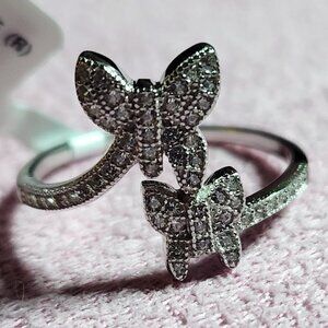 JTV White Cubic Zirconia Sterling Silver Butterfly Ring